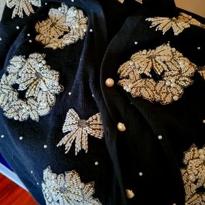 Vintage Marisa Christina black Cardigan with Pearl buttons and beaded details